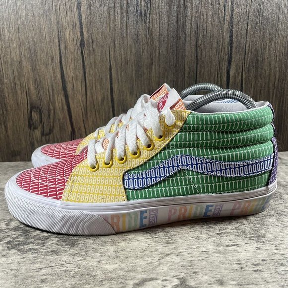 VANS Sk8-Mid PRIDE LGBTQ+ Gay Rainbow Skate Colorblock Shoes Size M 8 W 9.5 - Picture 4 of 10